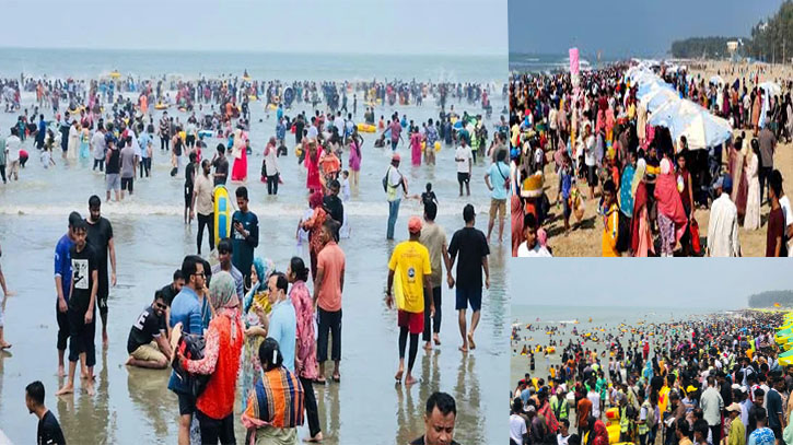 কক্সবাজার সৈকতে পর্যটকদের উপচে পড়া ভিড় কক্সবাজার সৈকতে পর্যটকদের উপচে পড়া ভিড়